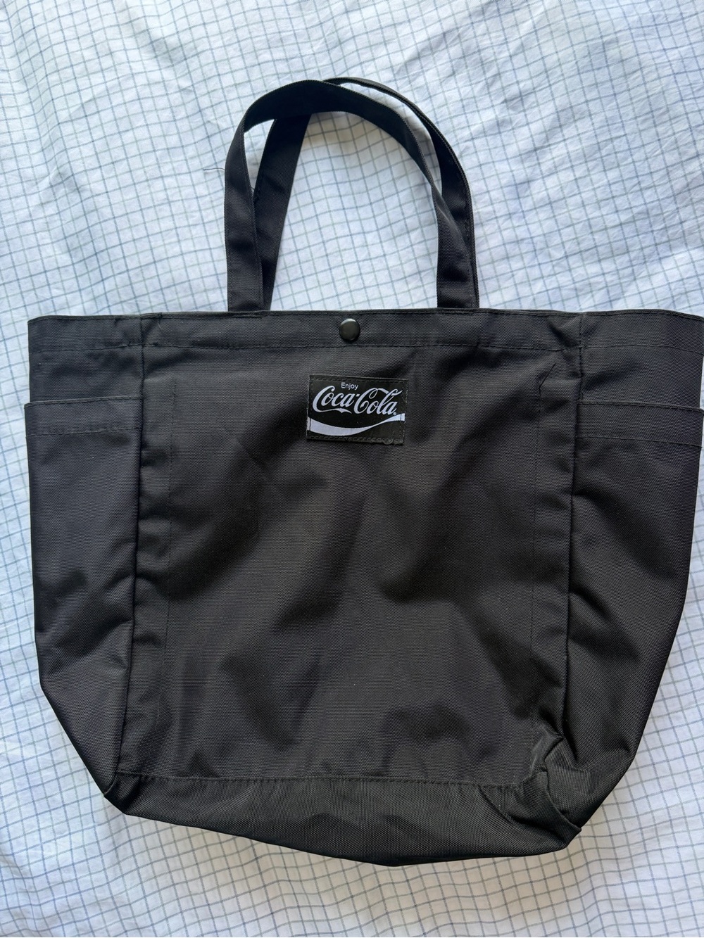 Coca-Cola Enjoy Logo Black Canvas Tote Bag with Detachable Shoulder Strap